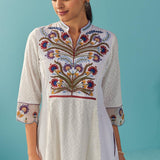 Ivory Multi Color Floral Embroidered Kurta Set - Lakshita