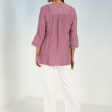 Onion Pink Tunic with Front Yoke Embroidery Detail