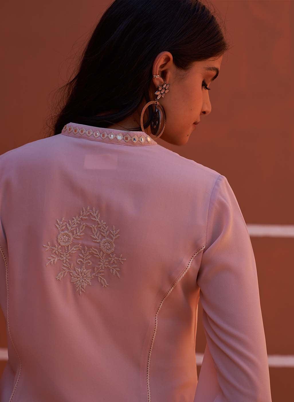 Pink Embroidered Flared Kurta - Lakshita