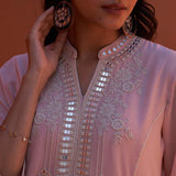 Pink Embroidered Flared Kurta - Lakshita