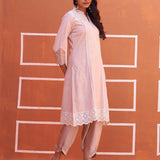 Dori Work Pink Long Kurta - Lakshita