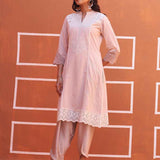 Dori Work Pink Long Kurta - Lakshita