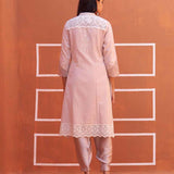 Dori Work Pink Long Kurta - Lakshita