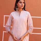 Dori Work Pink Long Kurta - Lakshita