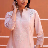 Dori Work Pink Long Kurta - Lakshita