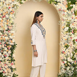 Ivory Cotton Multicolor Embroidered Kurta Set - Lakshita