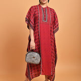 Maroon Printed Straight Kaftan - Lakshita