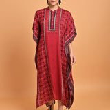 Maroon Printed Straight Kaftan - Lakshita