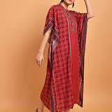 Maroon Printed Straight Kaftan - Lakshita