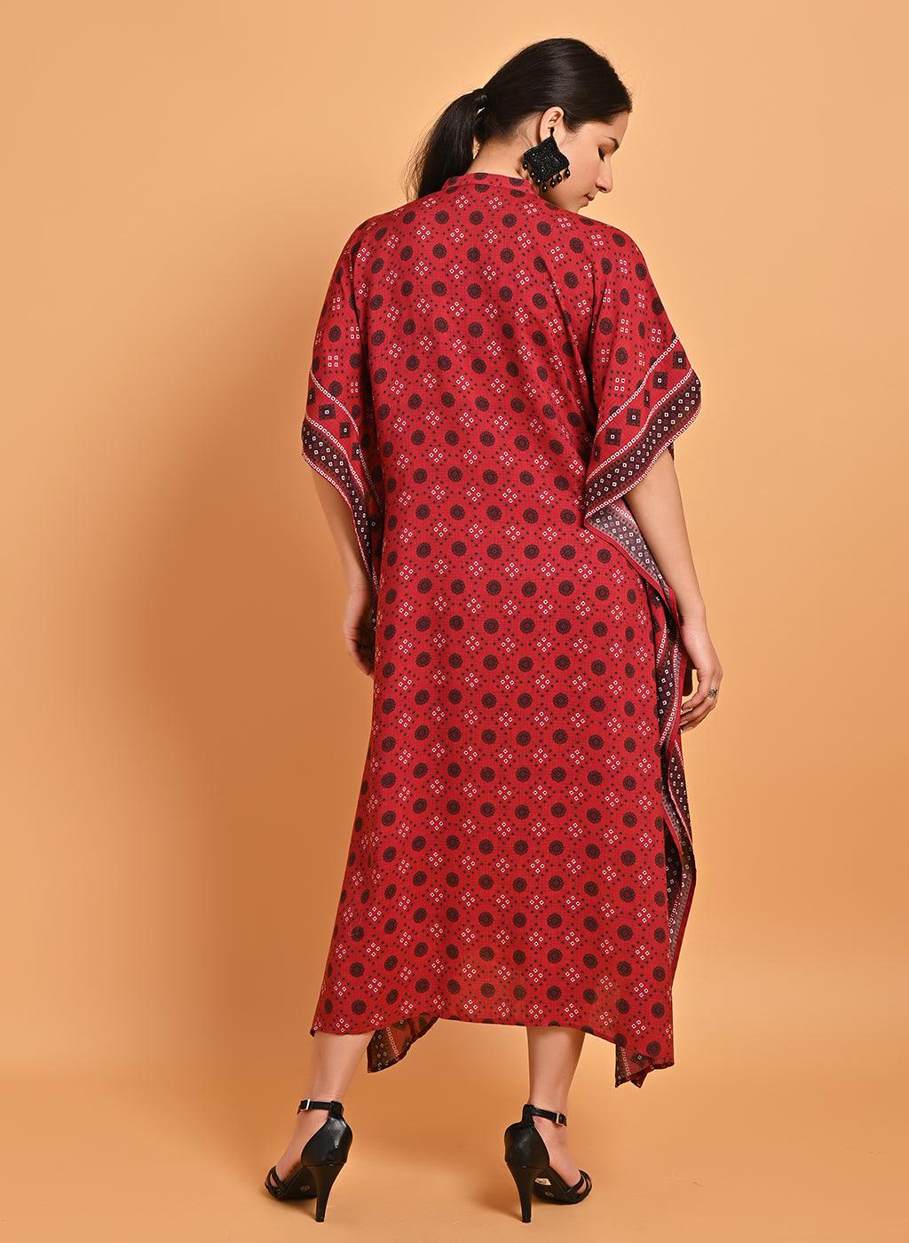 Maroon Printed Straight Kaftan - Lakshita