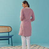 Pink V-Neck Kurti with Dori Embroidery & Sequins Work - Lakshita