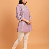 Lavender Embroidered Slub Tunic - Lakshita