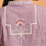 Lavender Embroidered Slub Tunic - Lakshita