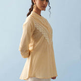 Yellow Embroidered Shirt with Lace Detailing - Lakshita