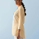 Yellow Embroidered Shirt with Lace Detailing - Lakshita