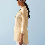 Yellow Embroidered Shirt with Lace Detailing - Lakshita