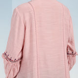 Solid Pink Tunic with Stylish Gathered Sleeve