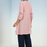 Solid Pink Tunic with Stylish Gathered Sleeve