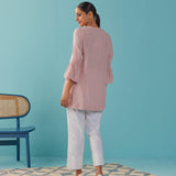 Pink Solid Tunic with Keyhole Neck and Bell Sleeves - Lakshita
