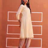 Lemon Yellow Mirror Work Schiffli Kurta - Lakshita