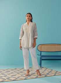 Lavender A Line Rachael Tunic with Pintucks - Lakshita