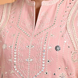 Pink Straight Embroidered Kurta with 3/4th Sleeves - Lakshita