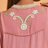 Pink Collared Tunic with Embroidery at Yoke - Lakshita