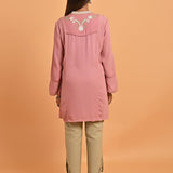 Pink Collared Tunic with Embroidery at Yoke - Lakshita