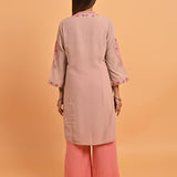 Nude Pink Mid-length Georgette Kurta for Women - Lakshita