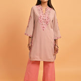 Nude Pink Mid-length Georgette Kurta for Women - Lakshita