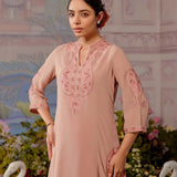 Nude Pink Mid-length Georgette Kurta for Women - Lakshita