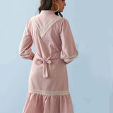 Pink Dress for Women with Button Detailing and Puffed Sleeves - Lakshita