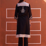 Dori Work Black Long Kurta - Lakshita