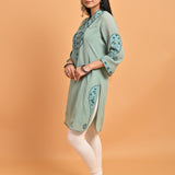 Spa Blue Pink Mid-length Georgette Kurta for Women