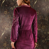 Fuchsia Embroidered Velvet Tunic for Women