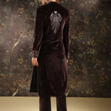 Brown Embellished Party-wear Velvet Kurta Set