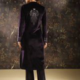 Purple Embellished Party-wear Velvet Kurta Set