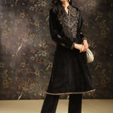 Black Embroidered Velvet Kurta Set with Sequin Work