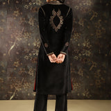 Black Embroidered Velvet Kurta Set with Sequin Work