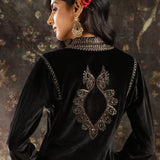 Black Embroidered Velvet Kurta Set with Sequin Work