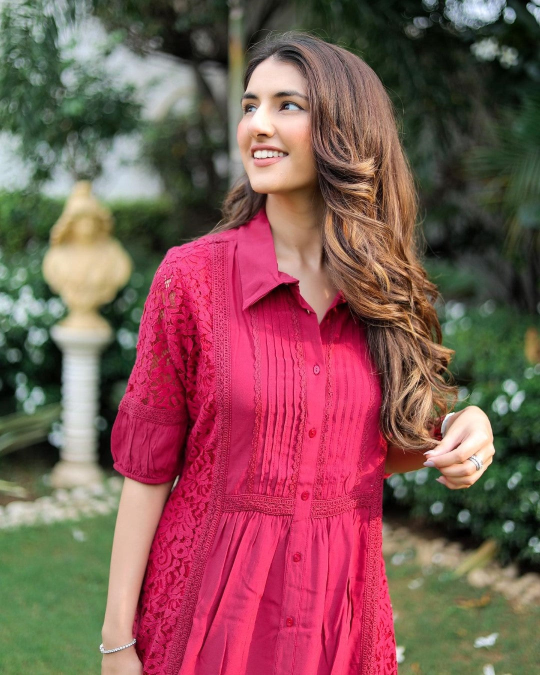 Buy Vivient Women Red Bell Sleeve Cold Sholder Hosery Short Dress Online -  Get 50% Off