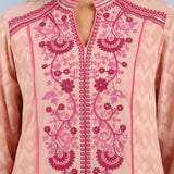 Pink Embroidery Knee Length Kurti