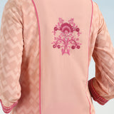 Pink Embroidery Knee Length Kurti