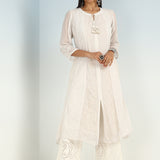 Ivory Embroidered A-line Kurta for Women