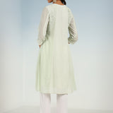 Tea Green Embroidered A-line Kurta for Women