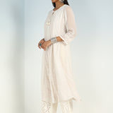 Ivory Embroidered A-line Kurta for Women