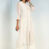 Ivory Embroidered A-line Kurta for Women