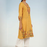 Mustard Solid Kurta Set for Women