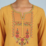 Mustard Solid Kurta Set for Women