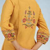 Mustard Solid Kurta Set for Women